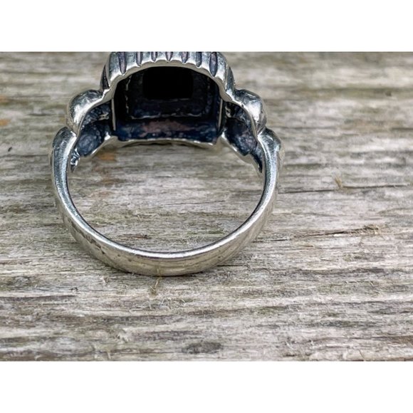Vintage sterling Silver Onyx Ring Size 5.5 Boho Tribal - Picture 7 of 11